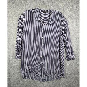 Arna York Women's Long Sleeve Button Down Shirt Striped Size 22/24